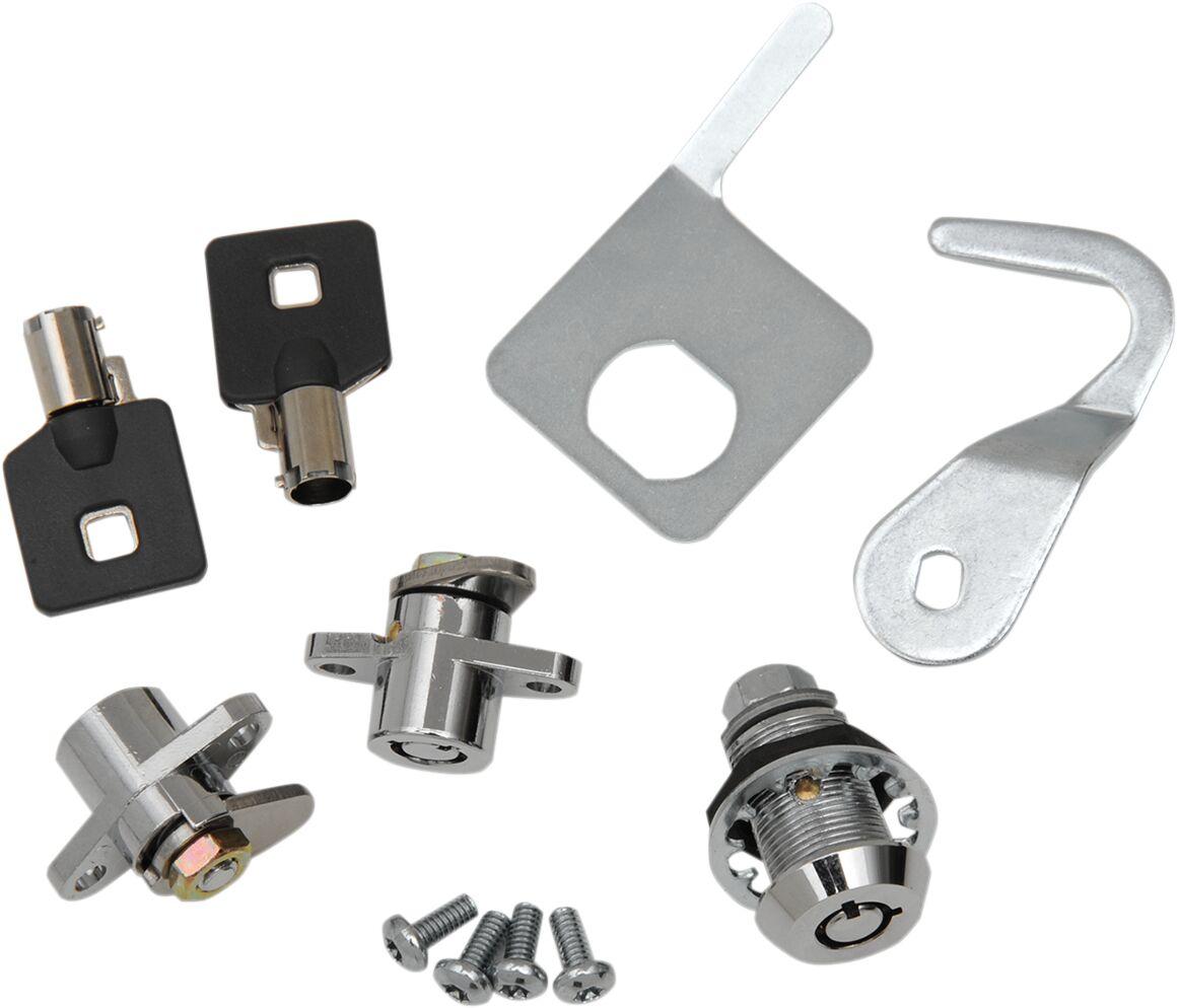 S77-0145/7-AD - Drag Specialties Saddlebag & Tour Pack Lock Kit For Harley Davidson FLHR 1340 1994-1998 - Chrome