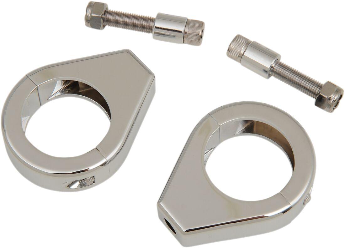12-6049-39BC114 - Drag Specialties Turn Signal Fork Clamps For Harley Davidson FXD 1450 1999-2001 Front - Chrome
