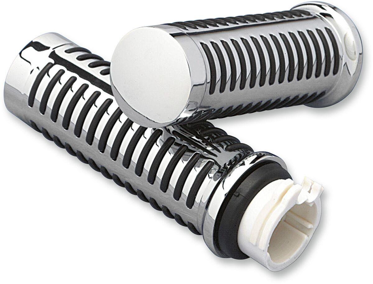 BWC-G3-BC3 - Drag Specialties Chrome O-Ring Design Grips For Harley Davidson FL 1200 1973-1977 - Black/Chrome