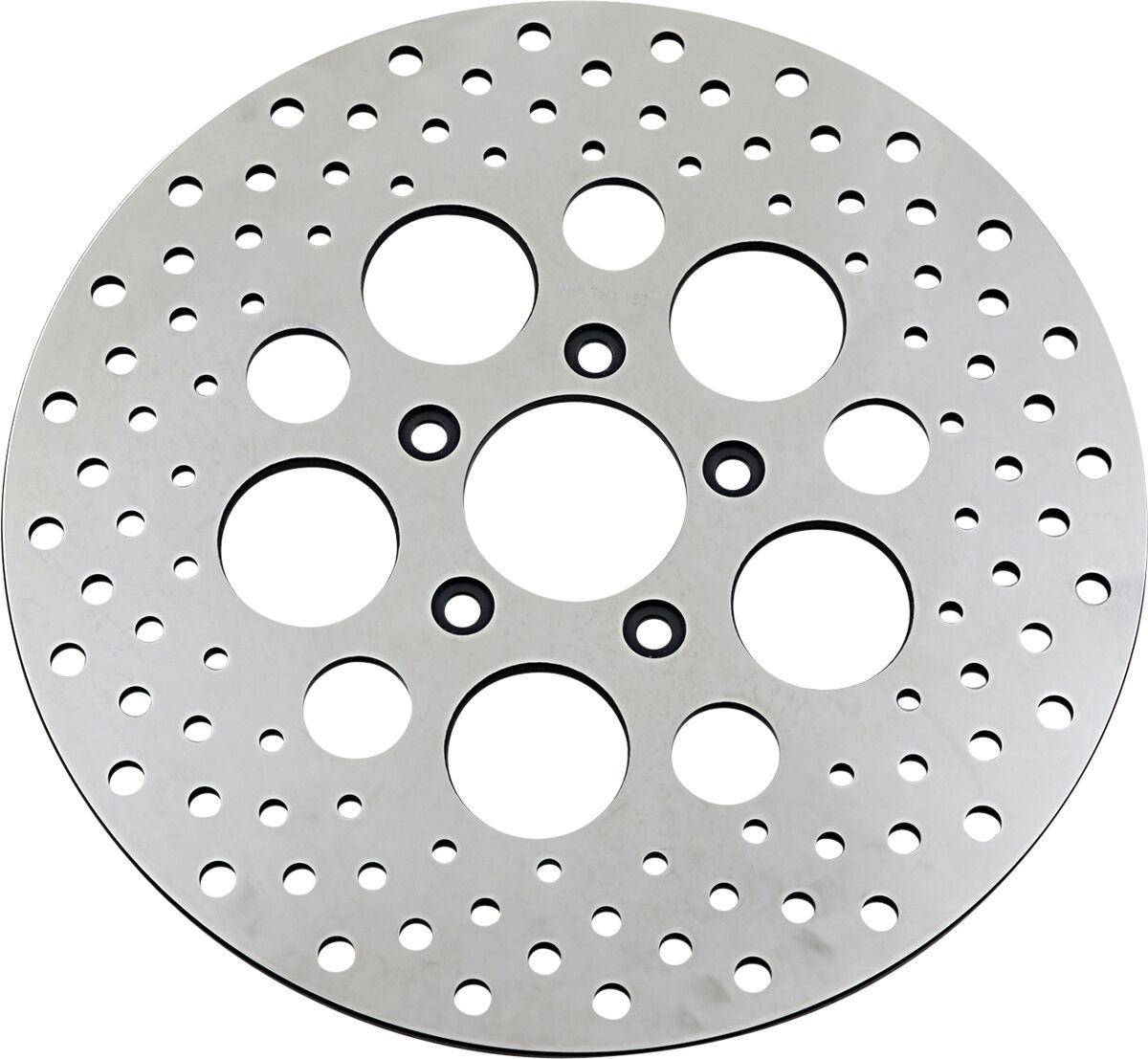 060185ASP-BC648 - Drag Specialties Polished Stainless Steel Drilled Brake Disc For Harley Davidson FLHR 1450 2000-2003 Front - Silver