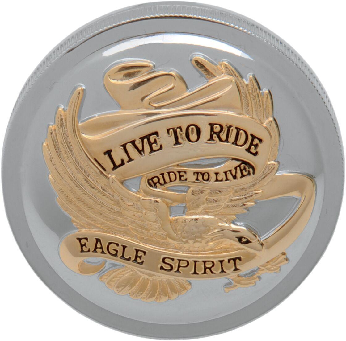 72647 - Drag Specialties "Live to Ride" Fuel Cap For Harley Davidson FLH 1340 1984 - Chrome/Gold