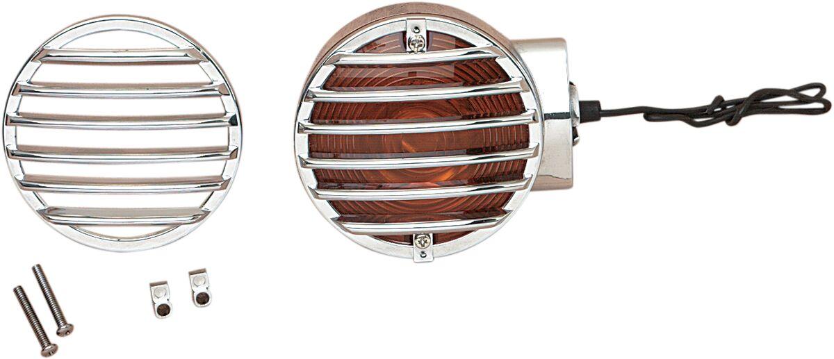 12-6041-BC202 - Drag Specialties Turn Signal Lens Grilles For Harley Davidson FLD 1690 2014-2015 - Chrome