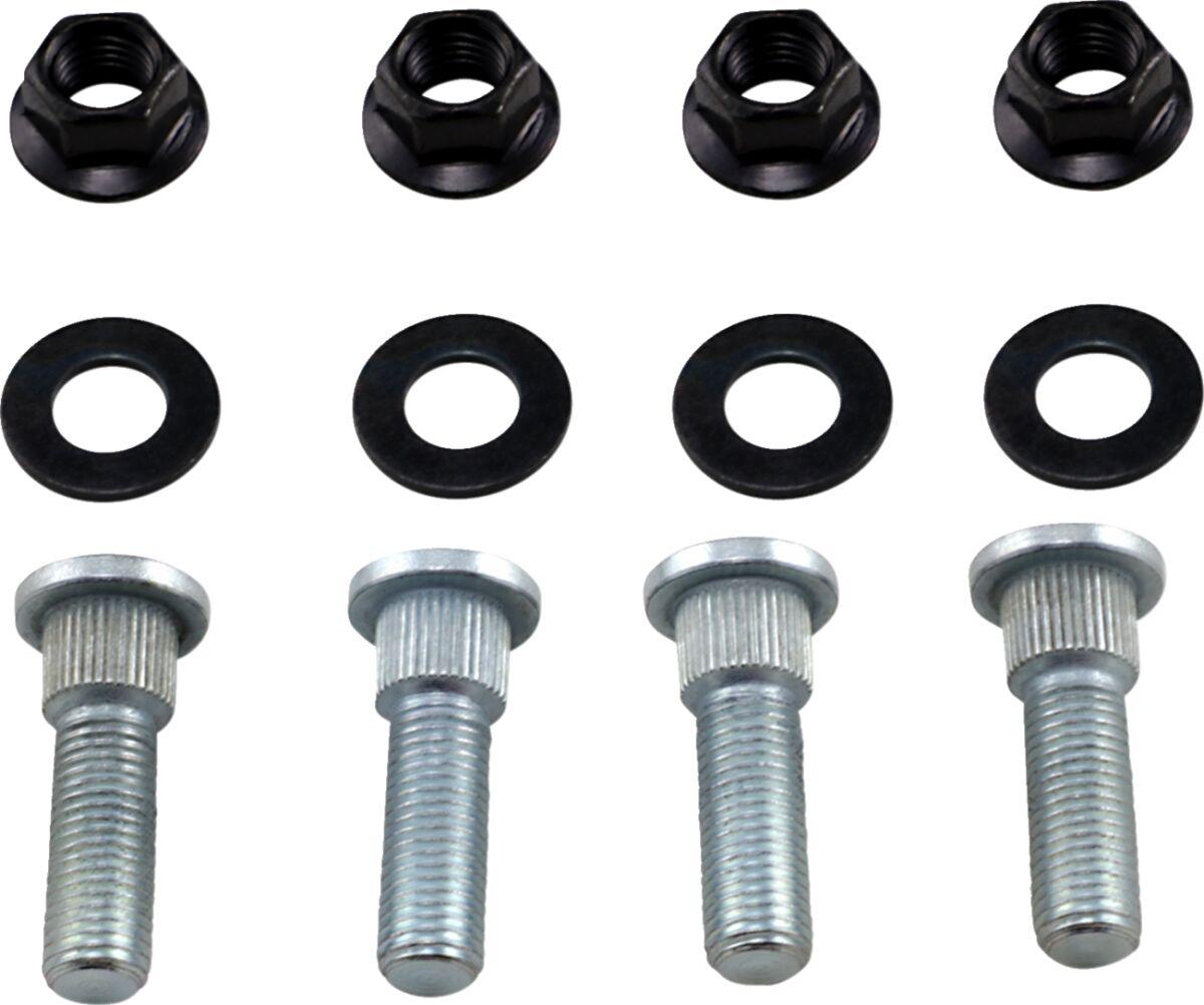 85-1004 - Moose Racing Wheel Stud/Nut Kit For Yamaha YFM 350 2004 (US Models) Fits Front Or Rear - Black/Silver