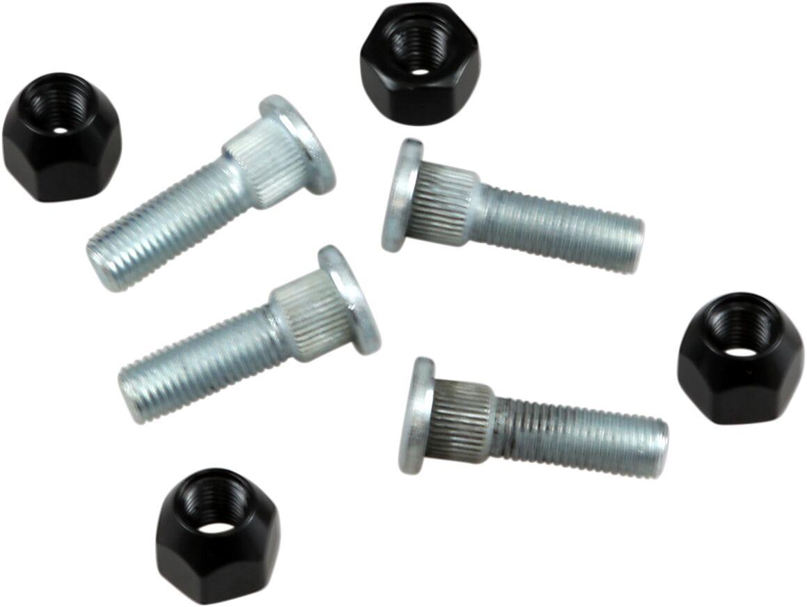 85-1020 - Moose Racing Wheel Stud/Nut Kit For Yamaha YFB 250FW 4X4 1995 1998 Fits Front Or Rear - Black/Silver