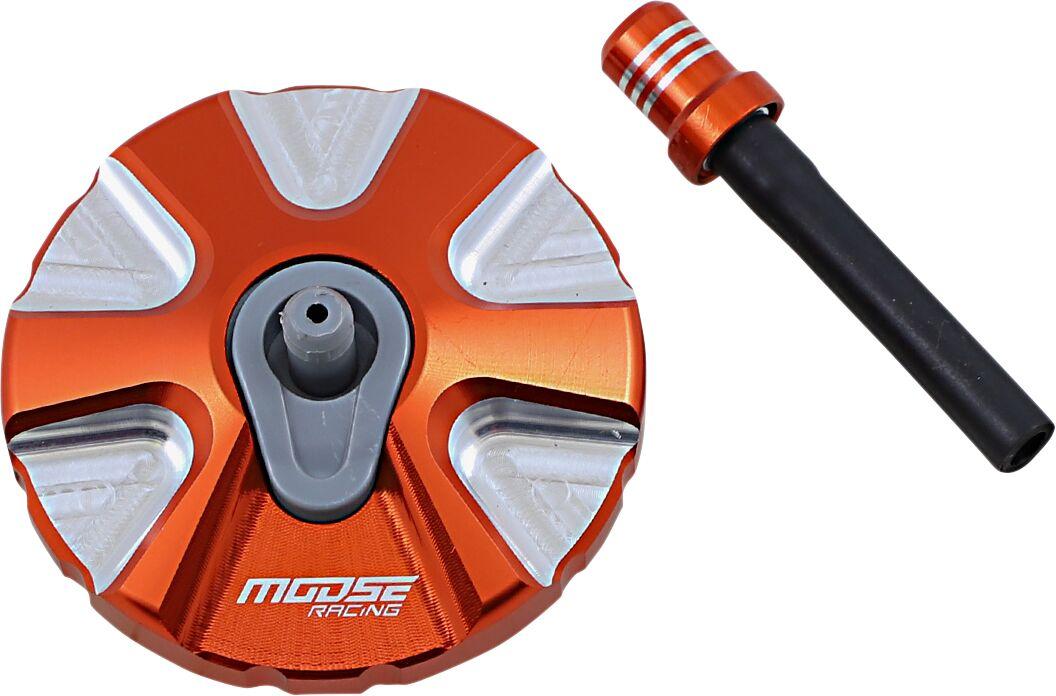 T03-5111O - Moose Racing Aluminium Fuel Cap For KTM EXC125 2008-2016 - Orange/Silver