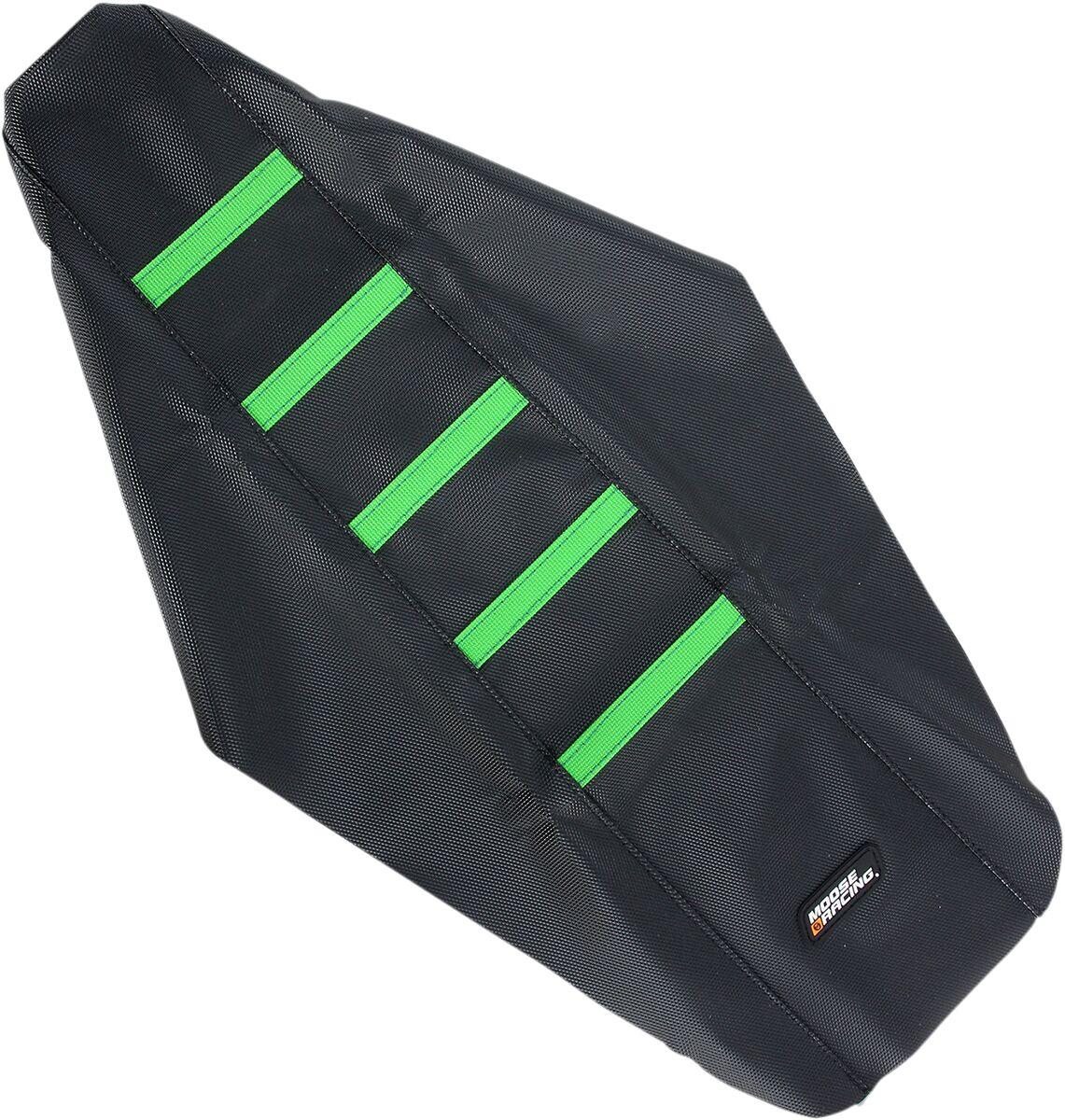 KX12503-334RT - Moose Racing Ribbed Seat Cover For Kawasaki KX125 2003-2005 - Black Cover/Green Ribs