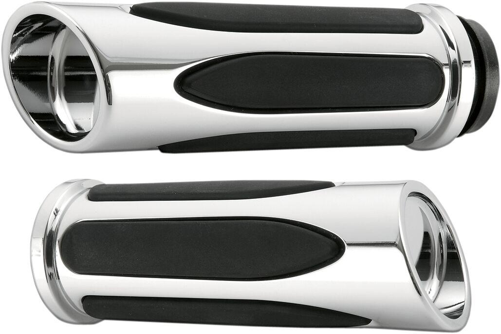 07-050 - Arlen Ness Deep Cut Comfort Series Grips For Harley Davidson FL 1200 1976-1977 - Black/Chrome