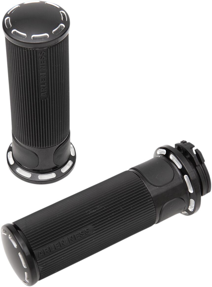 07-301 - Arlen Ness Fusion Slot Track Grips For Harley Davidson FL 1200 1976-1977 - Black