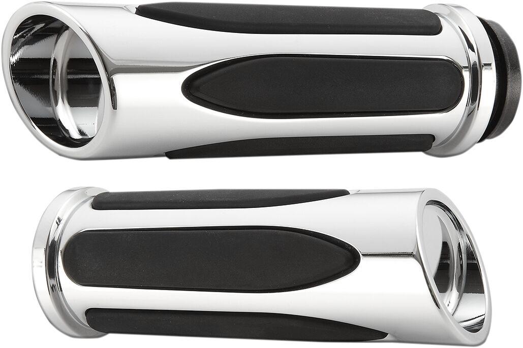 07-052 - Arlen Ness Deep Cut Comfort Series Grips For Harley Davidson FLDE 1750 2018-2020 - Black/Chrome