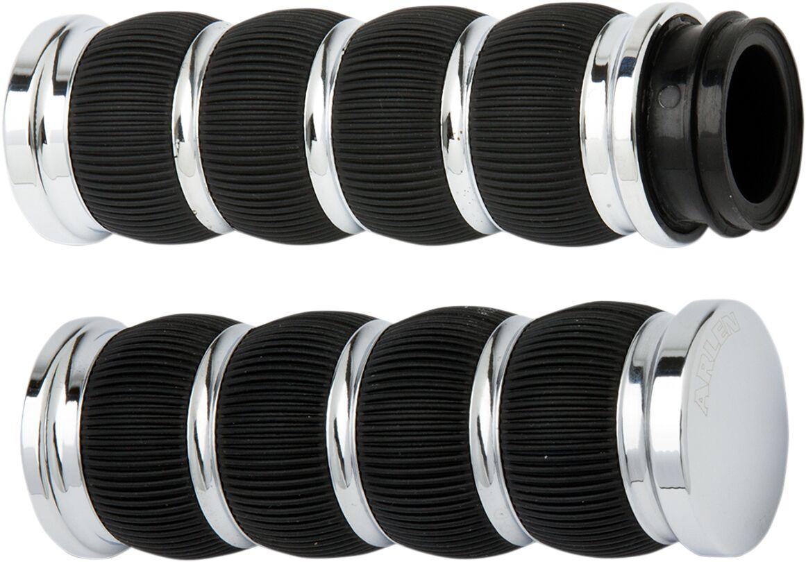 07-312 - Arlen Ness Fusion Ring Leader Grips For Harley Davidson FL 1200 1976-1977 - Black/Chrome