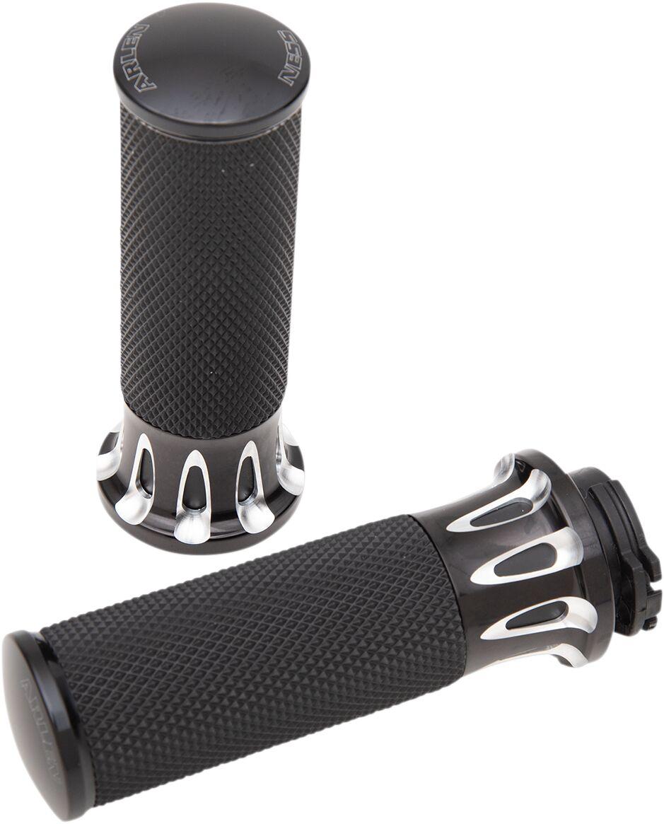07-317 - Arlen Ness Fusion Deep Cut Grips For Harley Davidson FL 1200 1976-1977 - Black