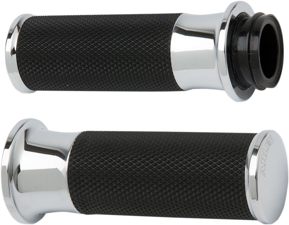 07-320 - Arlen Ness Fusion Smooth Grips For Harley Davidson FL 1200 1976-1977 - Black/Chrome