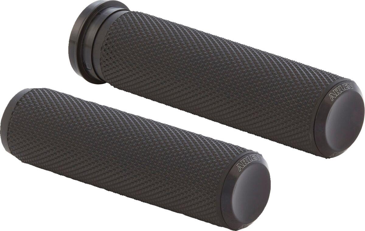 07-325 - Arlen Ness Knurled Grips For Harley Davidson FL 1200 1976-1977 - Black