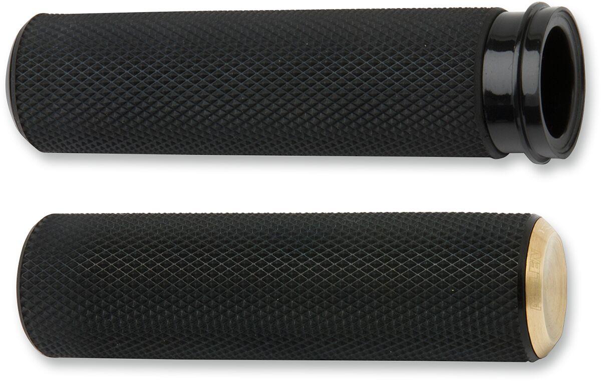 07-332 - Arlen Ness Knurled Grips For Harley Davidson FL 1200 1976-1977 - Black/Brass
