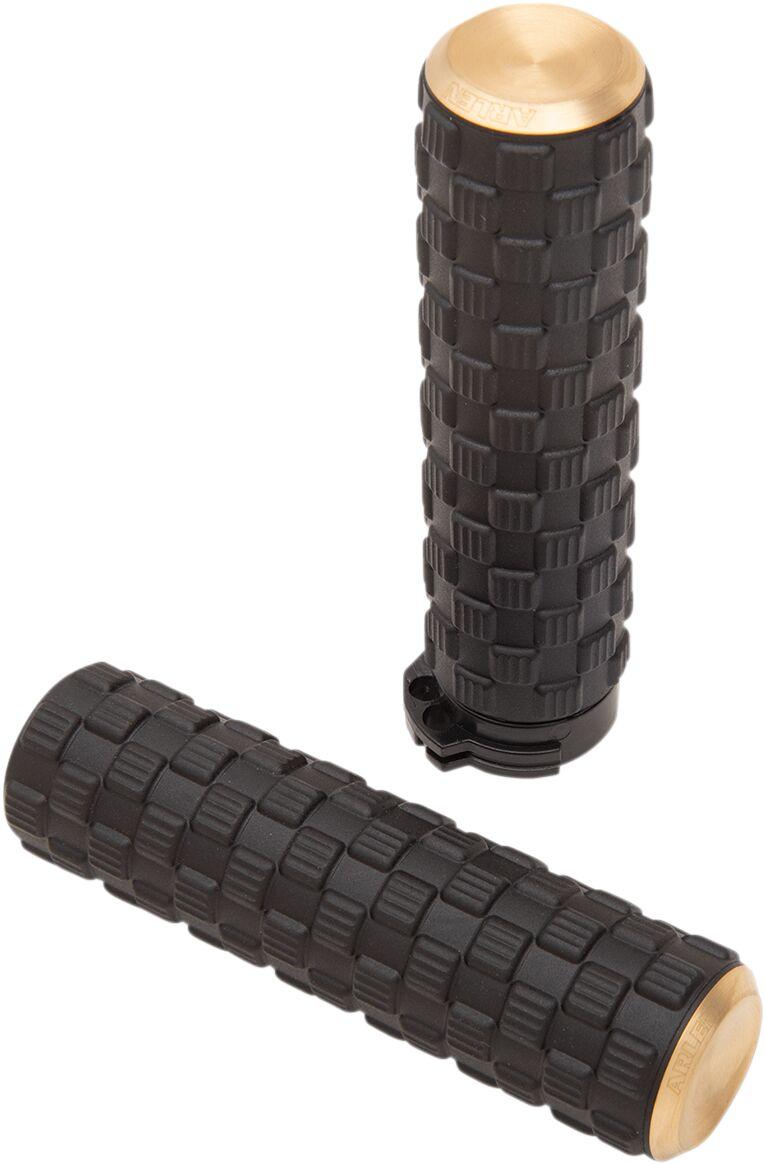 07-354 - Arlen Ness Air Trax Grips For Harley Davidson FL 1200 1976-1977 - Black/Brass