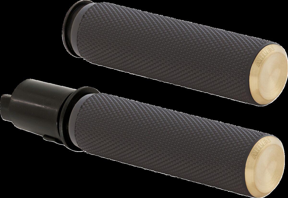 500-052 - Arlen Ness Knurled Grips For Harley Davidson FLHX 1923 2024 - Black/Brass