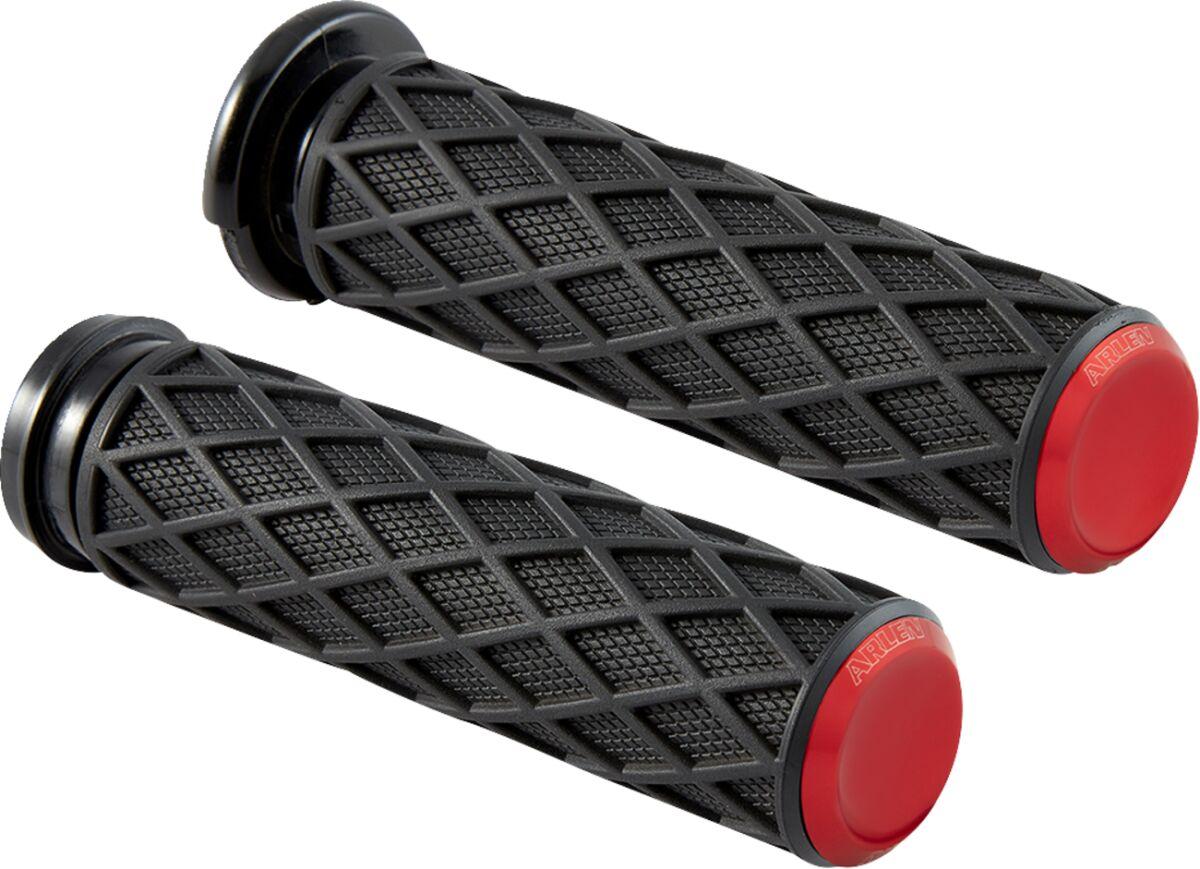 500-017 - Arlen Ness Diamond Grips For Harley Davidson FLDE 1750 2018-2020 - Black/Red