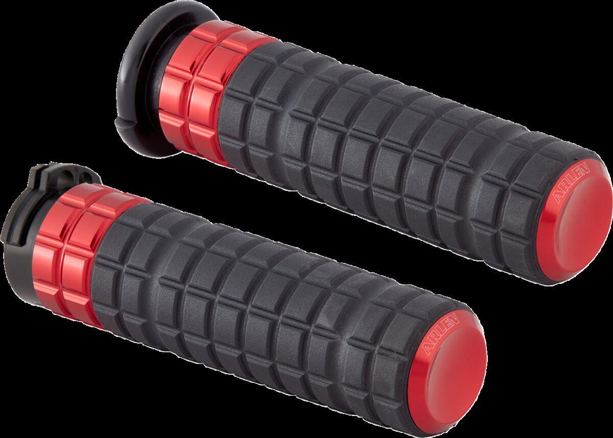 500-019 - Arlen Ness SpeedLiner Grips For Harley Davidson FLD 1690 2012-2013 - Black/Red