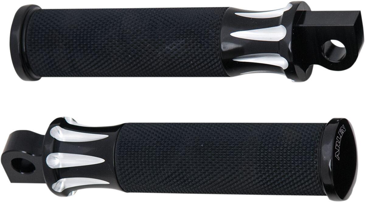 07-909 - Arlen Ness Fusion Male-Mount Footpegss For Harley Davidson FLD 1690 2012-2013 - Aluminum/Black