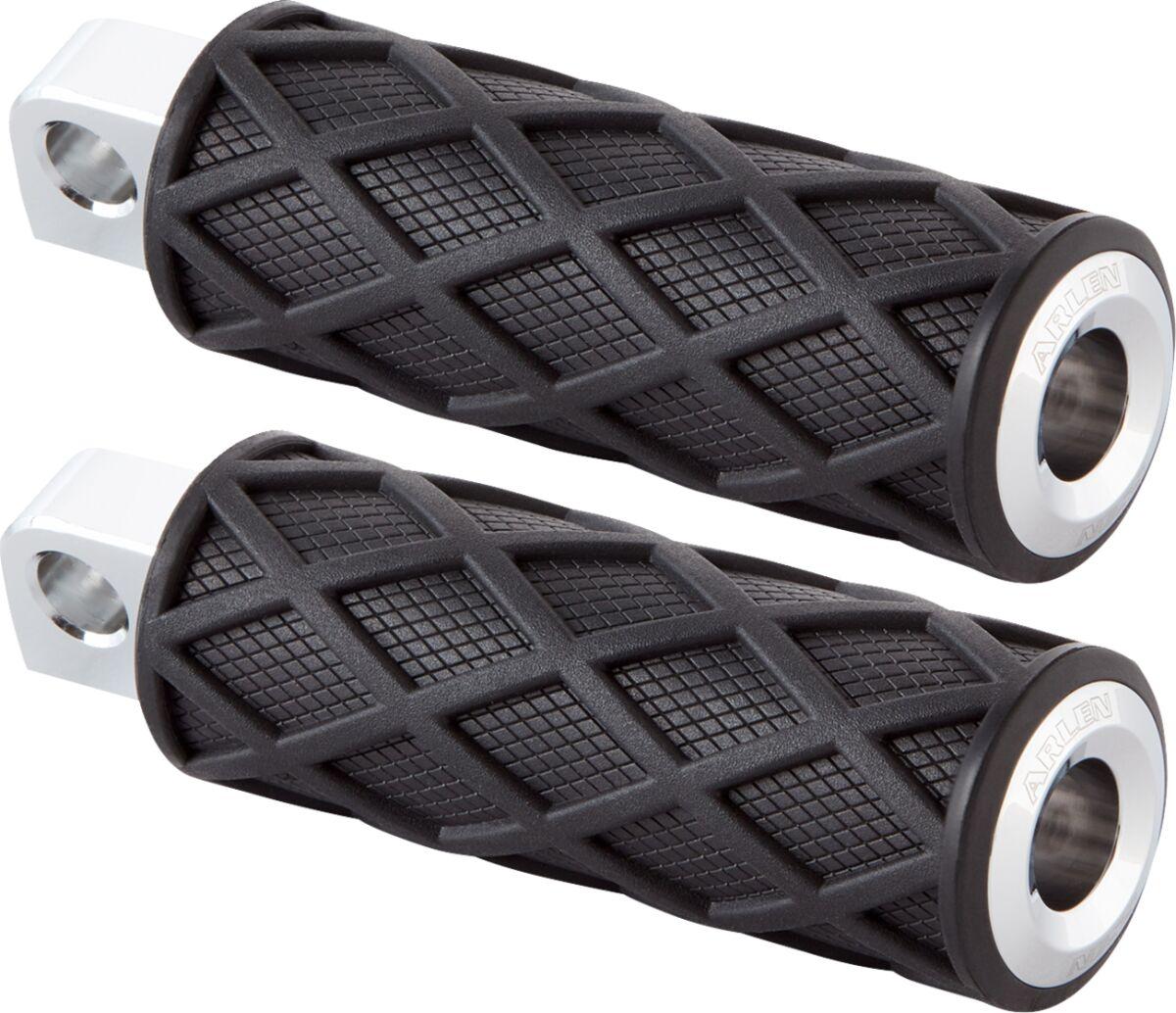 400-048 - Arlen Ness Diamond Passenger Foot pegs For Harley Davidson FLD 1690 2012-2013 - Black/Chrome