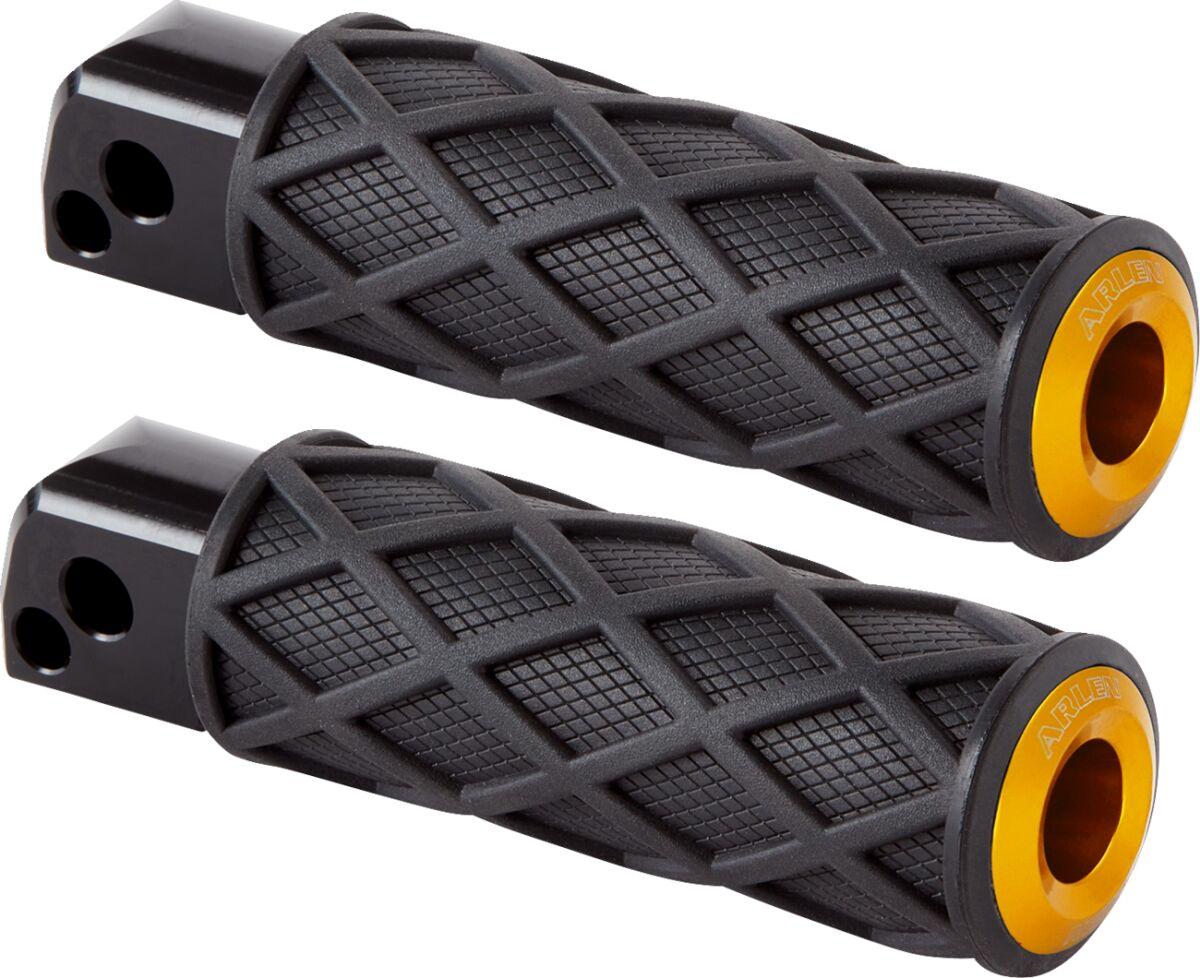 400-059 - Arlen Ness Diamond Passenger Foot Pegs For Harley Davidson FLDE 1750 2018-2020 - Black/Gold