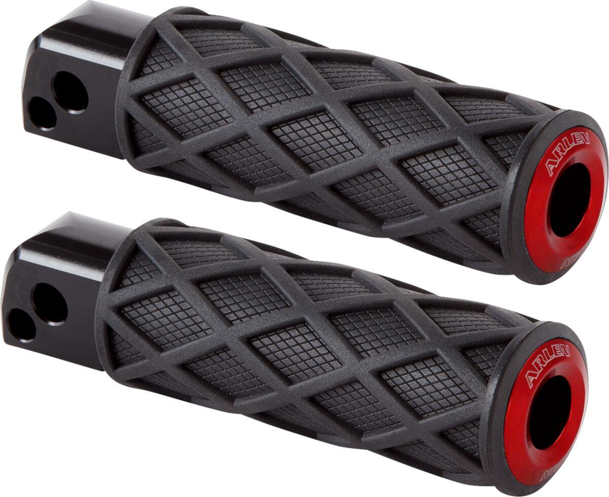400-060 - Arlen Ness Diamond Passenger Foot Pegs For Harley Davidson FLDE 1750 2018-2020 - Black/Red