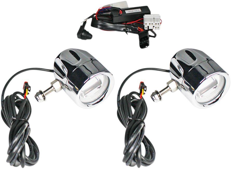 PB-FOG-HD-C - Custom Dynamics ProBeam LED Halo Fog Lamps For Harley Davidson FLHR 1340 1997-1998 Chrome Chrome Clear