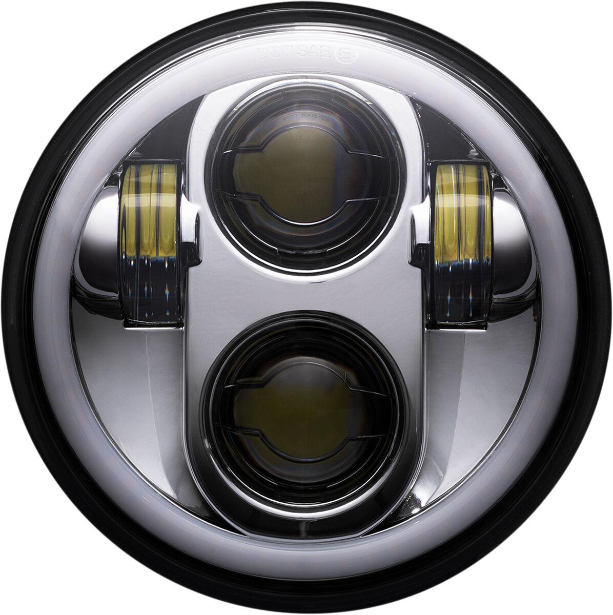 CD-575-H-C - Custom Dynamics 5-3/4" LED Halo Headlamp For Harley Davidson FLST 1340 1987-1990 Chrome Chrome Clear