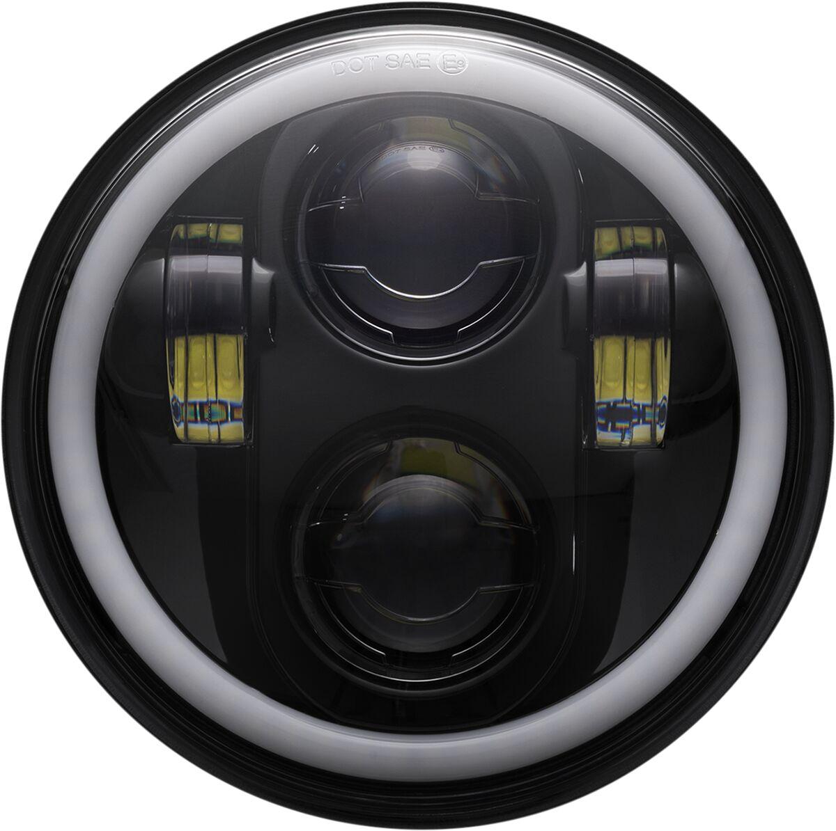 CD-575-H-B - Custom Dynamics 5-3/4" LED Halo Headlamp For Harley Davidson FLST 1340 1987-1990 Black Clear