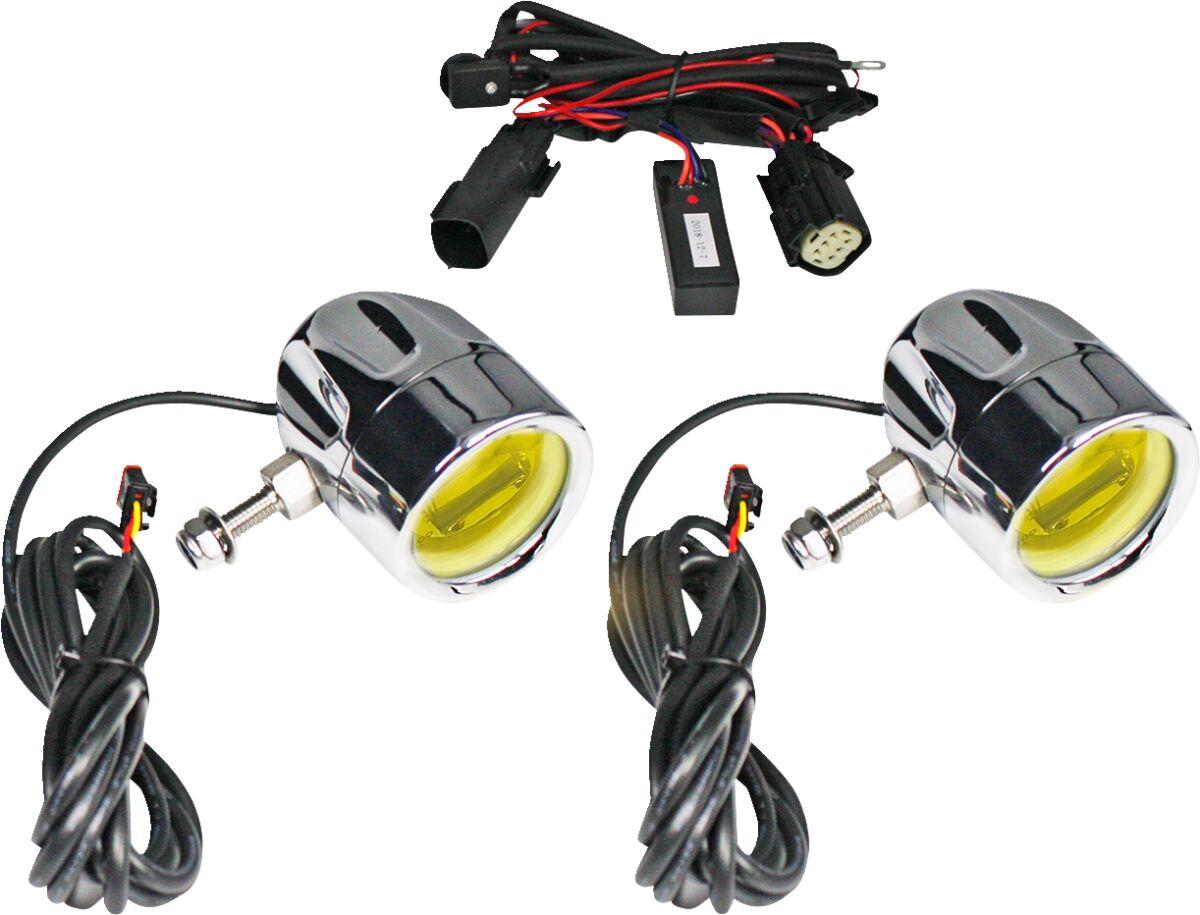 PB-FOG-BCM-YC - Custom Dynamics ProBeam LED Halo Fog Lights For Harley Davidson FLH 1868 2021 Chrome Yellow