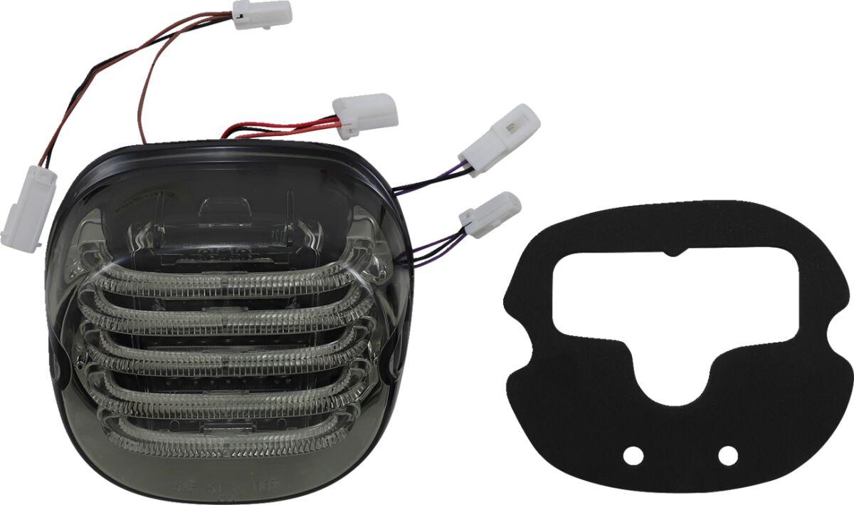 PB-TL-INT-NW-S - Custom Dynamics ProBeam Integrated Low Profile LED Taillights with Auxiliary Turn Signals For Harley Davidson FLD 1690 2012-2013 Rear Smoke