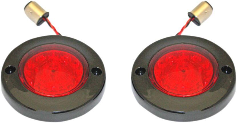 PB-FB-R-1156BR - Custom Dynamics ProBeam Flat Bezel Rear LED Turn Signals For Harley Davidson FLHR 1340 1994-1998 Black Red