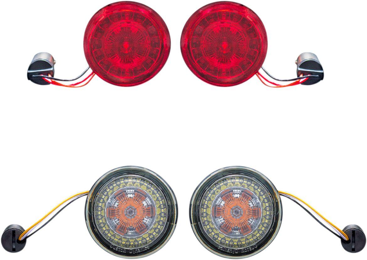 PB-BCM-KIT2 - Custom Dynamics ProBeam Front & Rear Turn Signal Conversion Kit For Harley Davidson FLD 1690 2012-2013 Red/Smoke