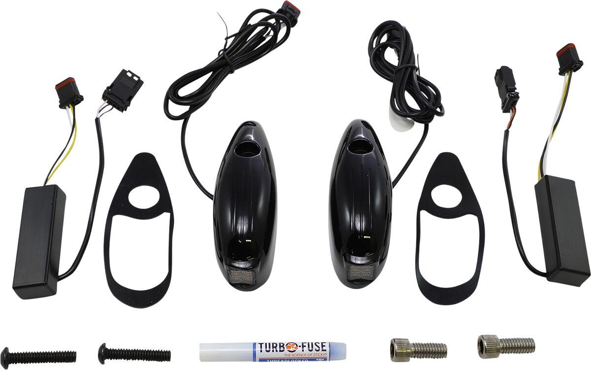 PB-RG-TS-15-B - Custom Dynamics ProBeam Road Glide Turn Signals For Harley Davidson FLTRK 1868 2020-2024 Gloss Black Smoke