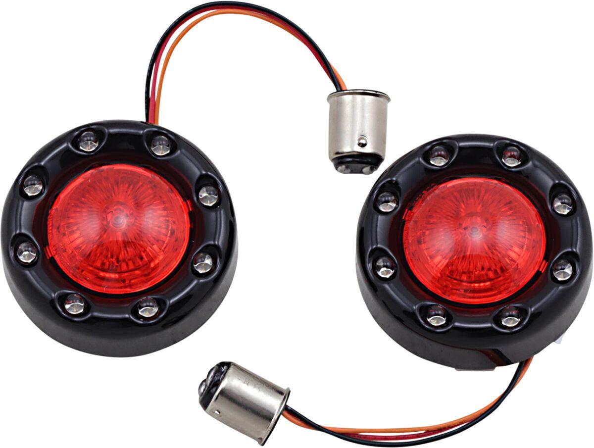 PB-BR-RR-57-BR - Custom Dynamics ProBeam Bullet Ringz 1157 Rear Turn Signals For Harley Davidson FLD 1690 2012-2013 Rear Black/Gloss Red
