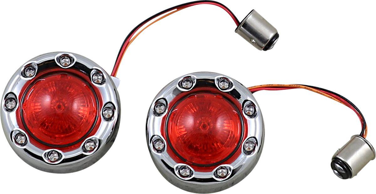 PB-BR-RR-57-CR - Custom Dynamics ProBeam Bullet Ringz 1157 Rear Turn Signals For Harley Davidson FLD 1690 2012-2013 Rear Chrome Red