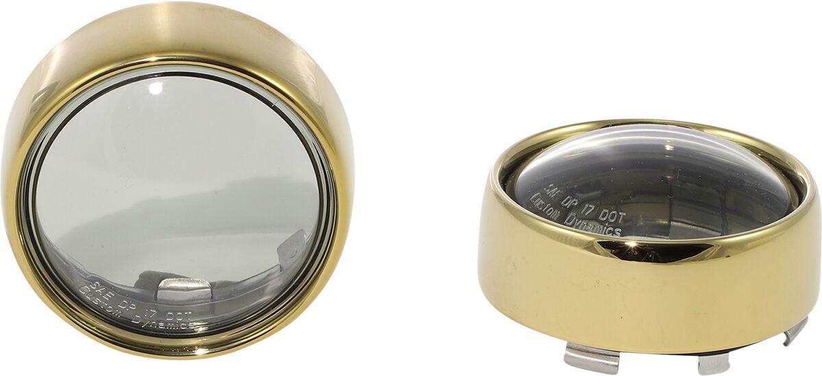 PB-B-BEZ-GS - Custom Dynamics Bezel/Lenses for ProBeam Bullet Turn Signals For Harley Davidson FLD 1690 2012-2013 Gold Smoke
