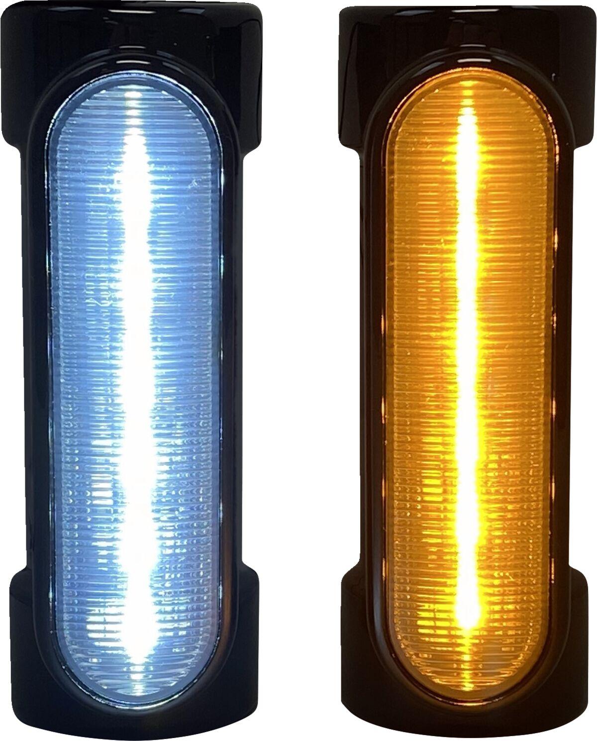 CD-CB-AW-BCM-B - Custom Dynamics Dynamic Amber/White Engine Guard LEDs For Harley Davidson FLH 1868 2021 Black Smoke