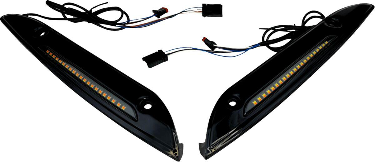 CD-RG-WT-AW2-B - Custom Dynamics Genesis 4 Dynamic LED Road Glide Windshield Trim For Harley Davidson FLTRK 1868 2020-2024 Black Smoke
