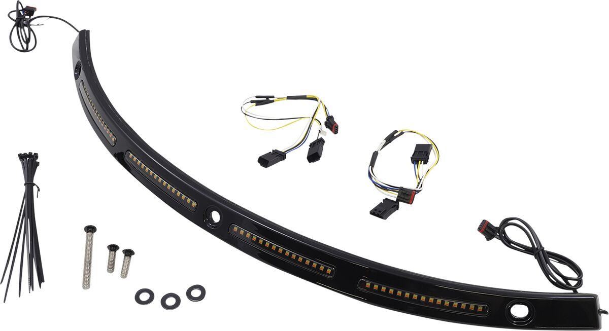 CD-WT2-SEQ-14-B - Custom Dynamics Genesis 4 Dynamic LED Batwing Windshield Trim For Harley Davidson FLH 1868 2021 Black Smoke
