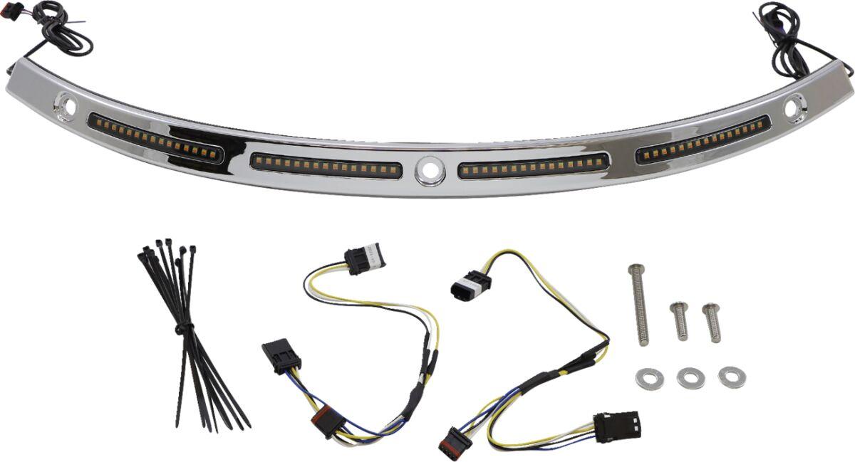 CD-WT2-SEQ-14-C - Custom Dynamics Genesis 4 Dynamic LED Batwing Windshield Trim For Harley Davidson FLH 1868 2021 Chrome Smoke