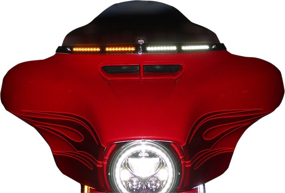 CD-WT2-05-B - Custom Dynamics Genesis 4 Dynamic LED Batwing Windshield Trim For Harley Davidson FLHT 1340 1996-1998 Black Smoke