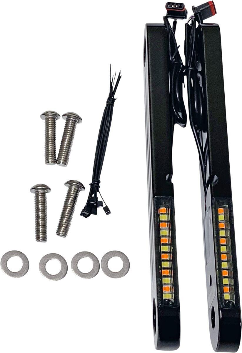 PB-DS2-14-B - Custom Dynamics ProBeam Dynamic Strips V2 Front Turn Signals For Harley Davidson FLH 1868 2021 Black Smoke