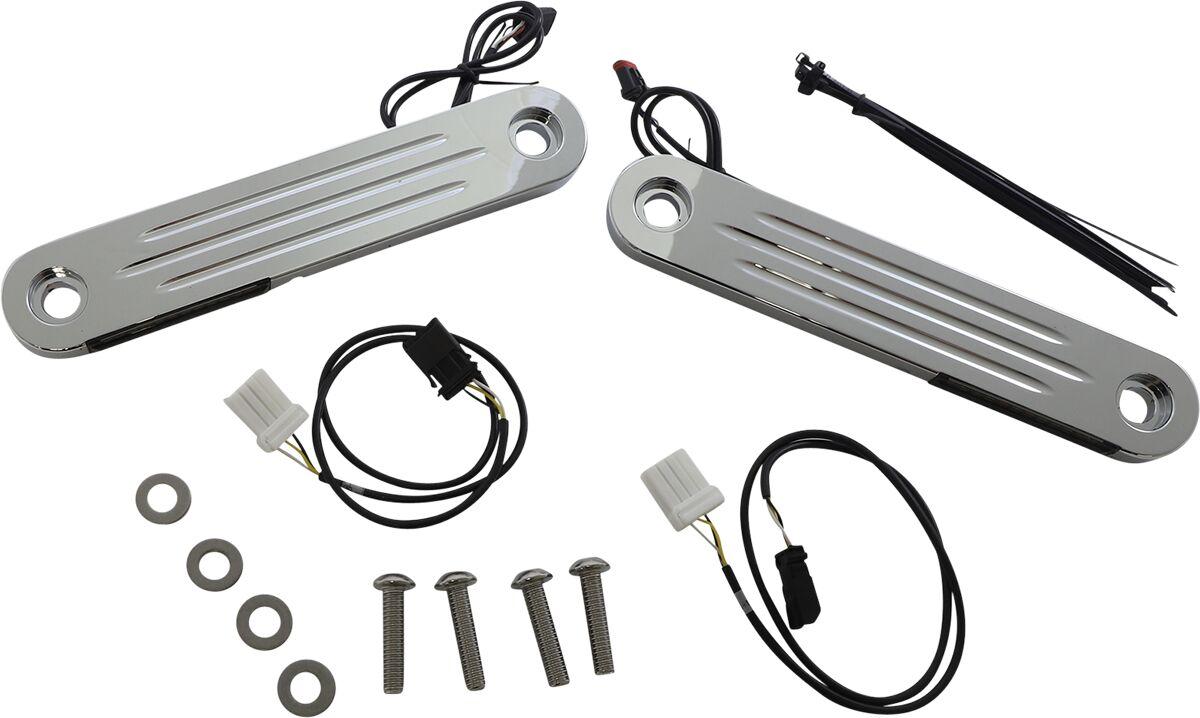 PB-DS2-13-C - Custom Dynamics ProBeam Dynamic Strips V2 Front Turn Signals For Harley Davidson FLHT 1450 Chrome Smoke