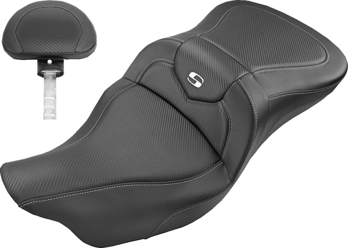 808-07B-185BR - Saddlemen Roadsofa Carbon Fibre Seat For Harley Davidson FLHR 1584 2008 - Black
