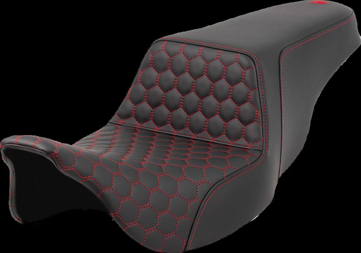 808-07B-17704 - Saddlemen Honeycomb Step Up Seat For Harley Davidson FLH 1868 2021 - Black/Red