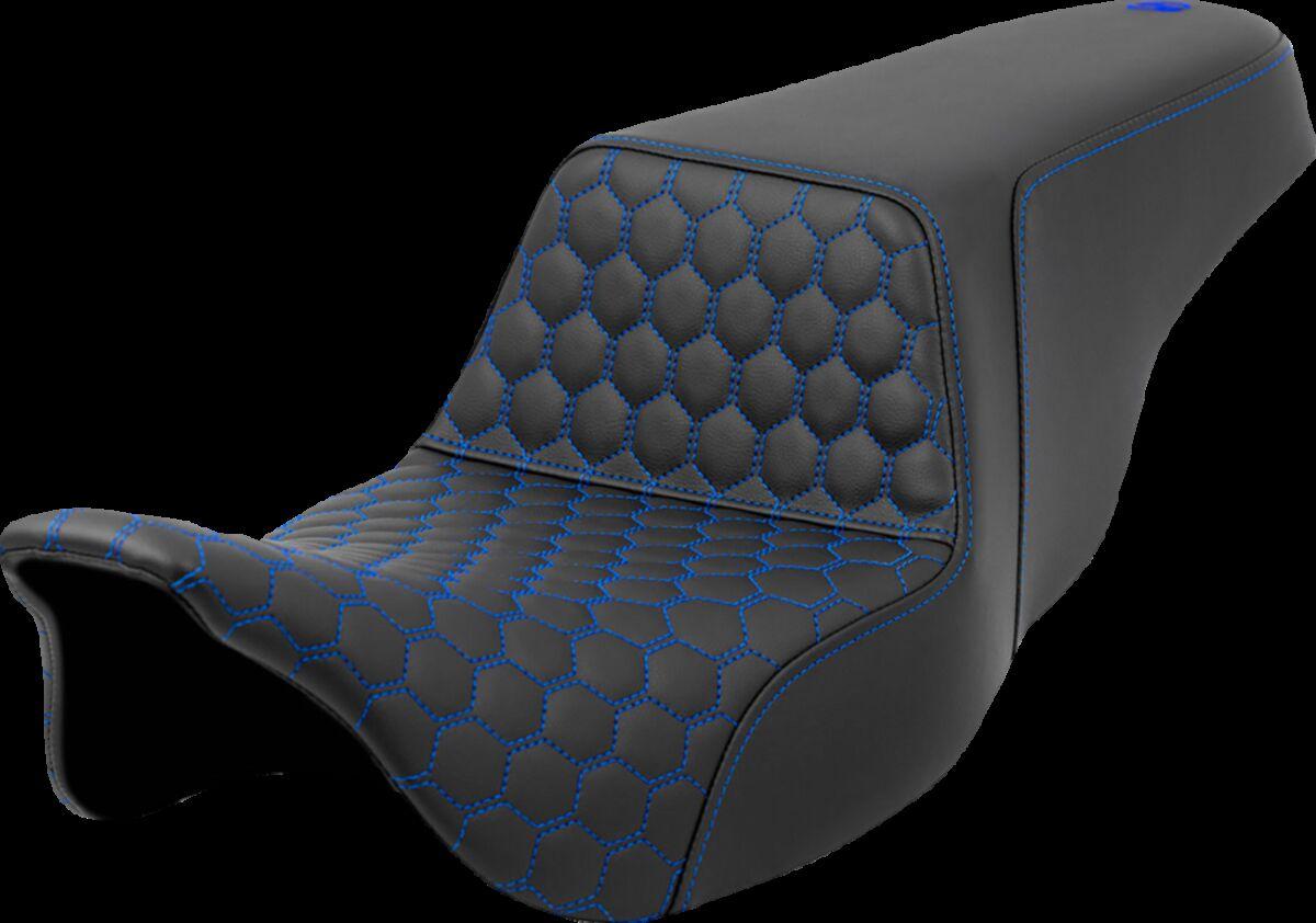 808-07B-17701 - Saddlemen Honeycomb Step Up Seat For Harley Davidson FLH 1868 2021 - Black/Blue