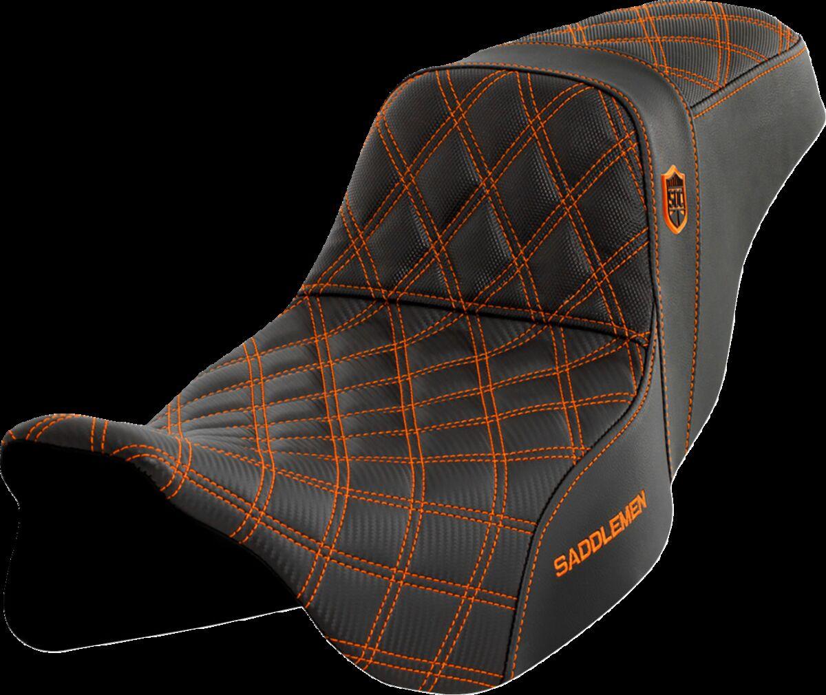 SC80807ORA - Saddlemen Pro Series SDC Performance Grip Carbon Seat For Harley Davidson FLHFB 1868 2023 - Black/Orange