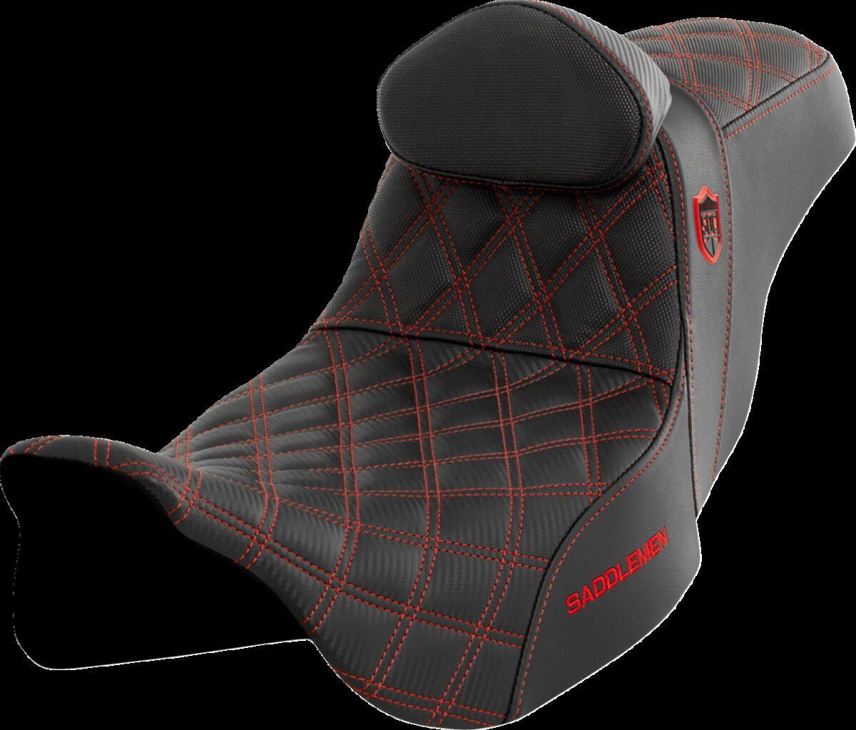 SC80807REDRT - Saddlemen Pro Series SDC Performance Grip Carbon Fiber Seat For Harley Davidson FLH 1868 2021 - Black/Red