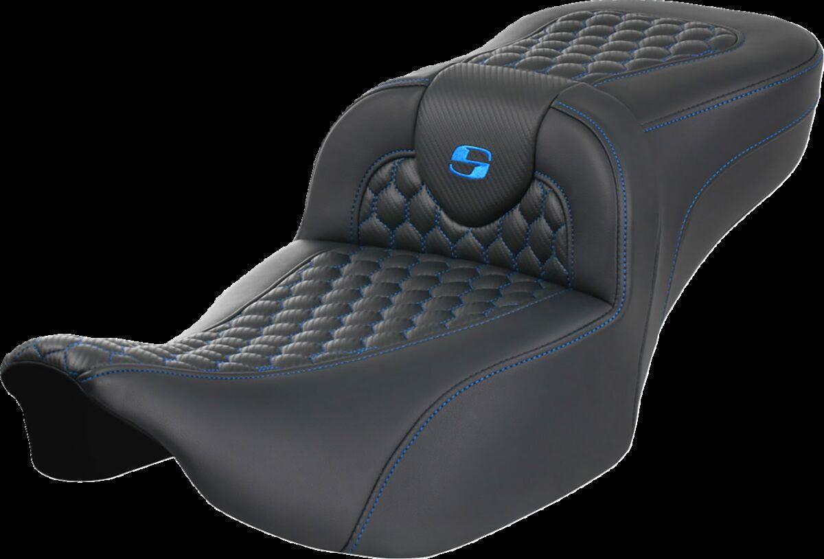 823-07-19001 - Saddlemen Roadsofa Honeycomb Seat For Harley Davidson FLHX 1923 2024-2026 - Black/Blue